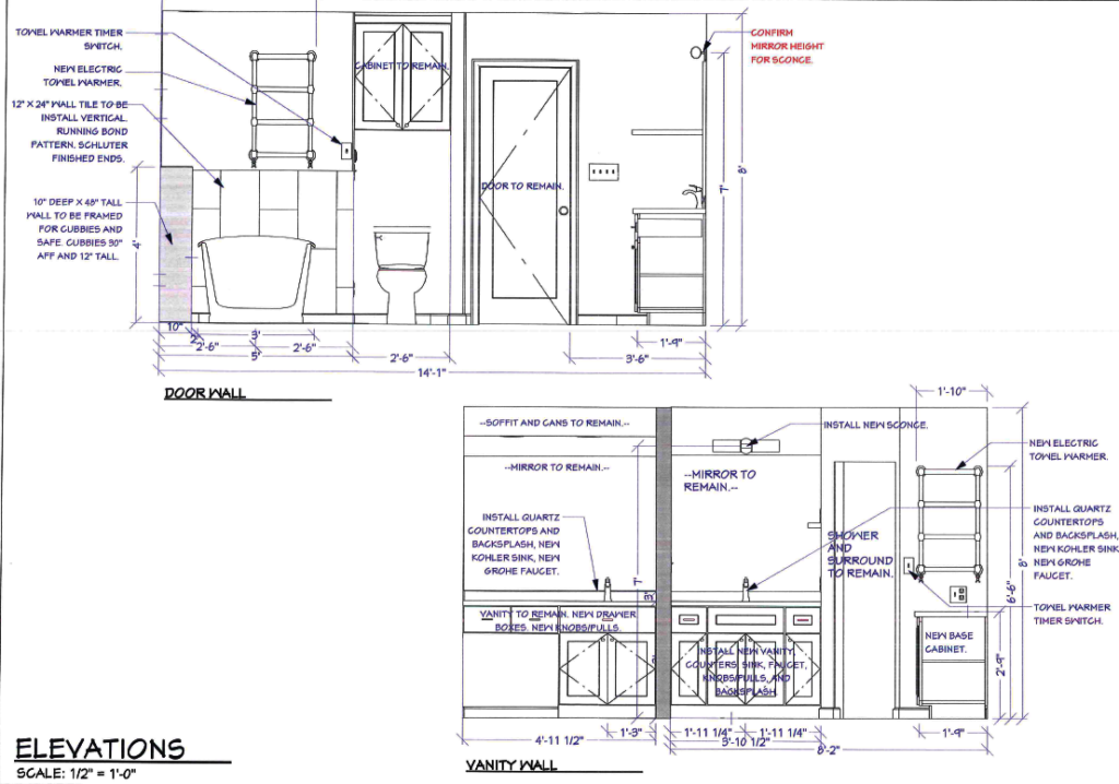 Project 20253 After Master Bathroom Remodel Elevations Castle