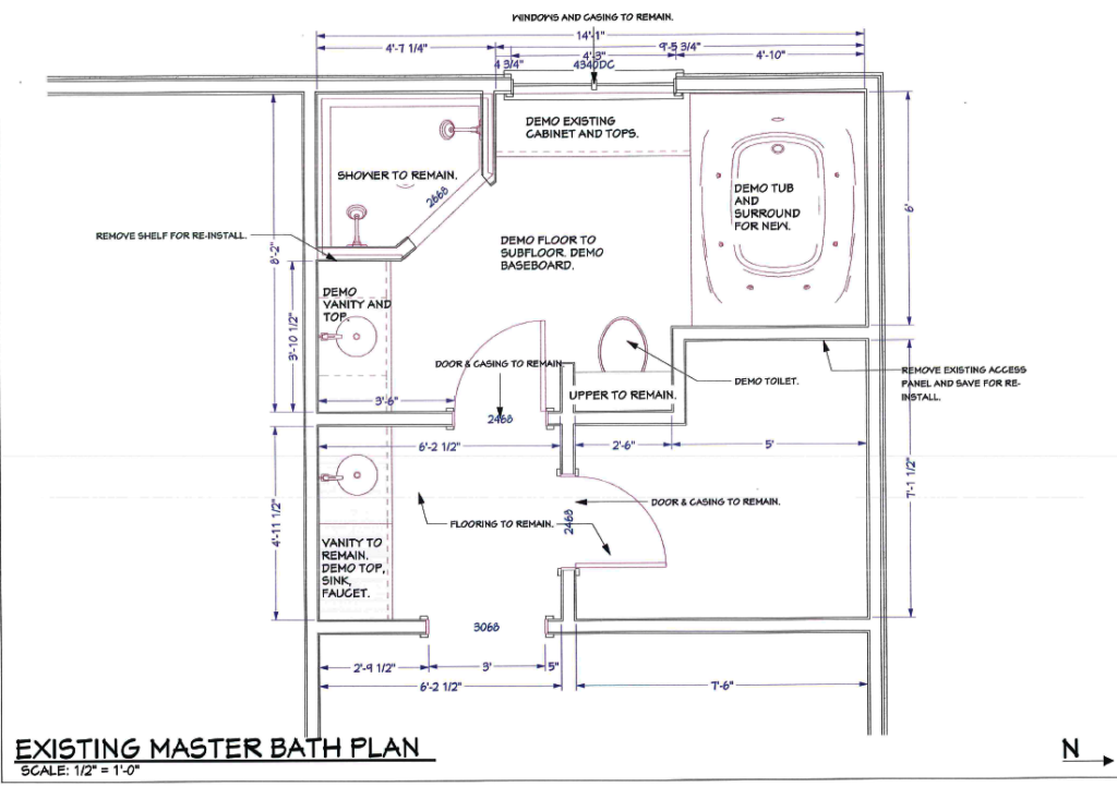 Project 20253 Before Master Bathroom Remodel Floorplan Castle